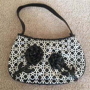 Vera Bradley mini shoulder bag w/vinyl night &day pattern with rose rosettes